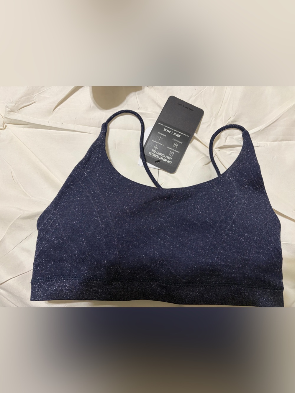 Fabletics Sparkle Navy Strappy Sports Bra